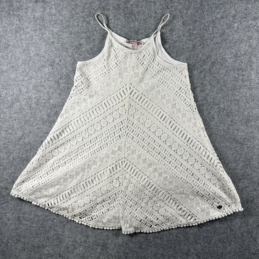 Juicy Couture Crochet Lace Romper 5 White Pom Pom Trim Boho‎